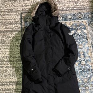 The North Face Black Puffer Coat with Fur Trim
